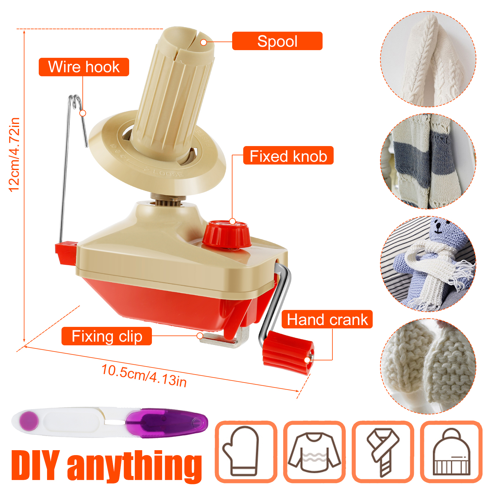 Hand Operated Yarn Winder Fiber Wool Manual Handheld Winder Machine String Ball Portable for DIY Sewing Making Accessories: VIOLET/紫罗兰