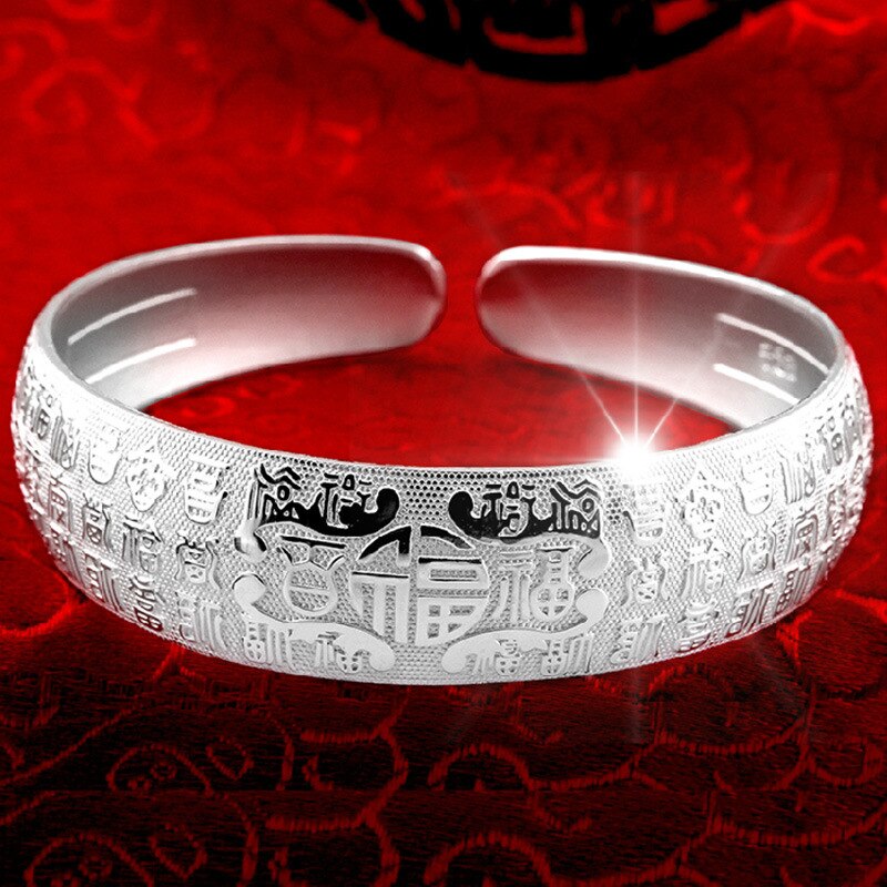 925 Sterling Zilver Chinese Karakter Armband Knoop Vintage Vrouwen Charm Armbanden Sieraden Voor Vrouwen Etnische Sieraden SY317