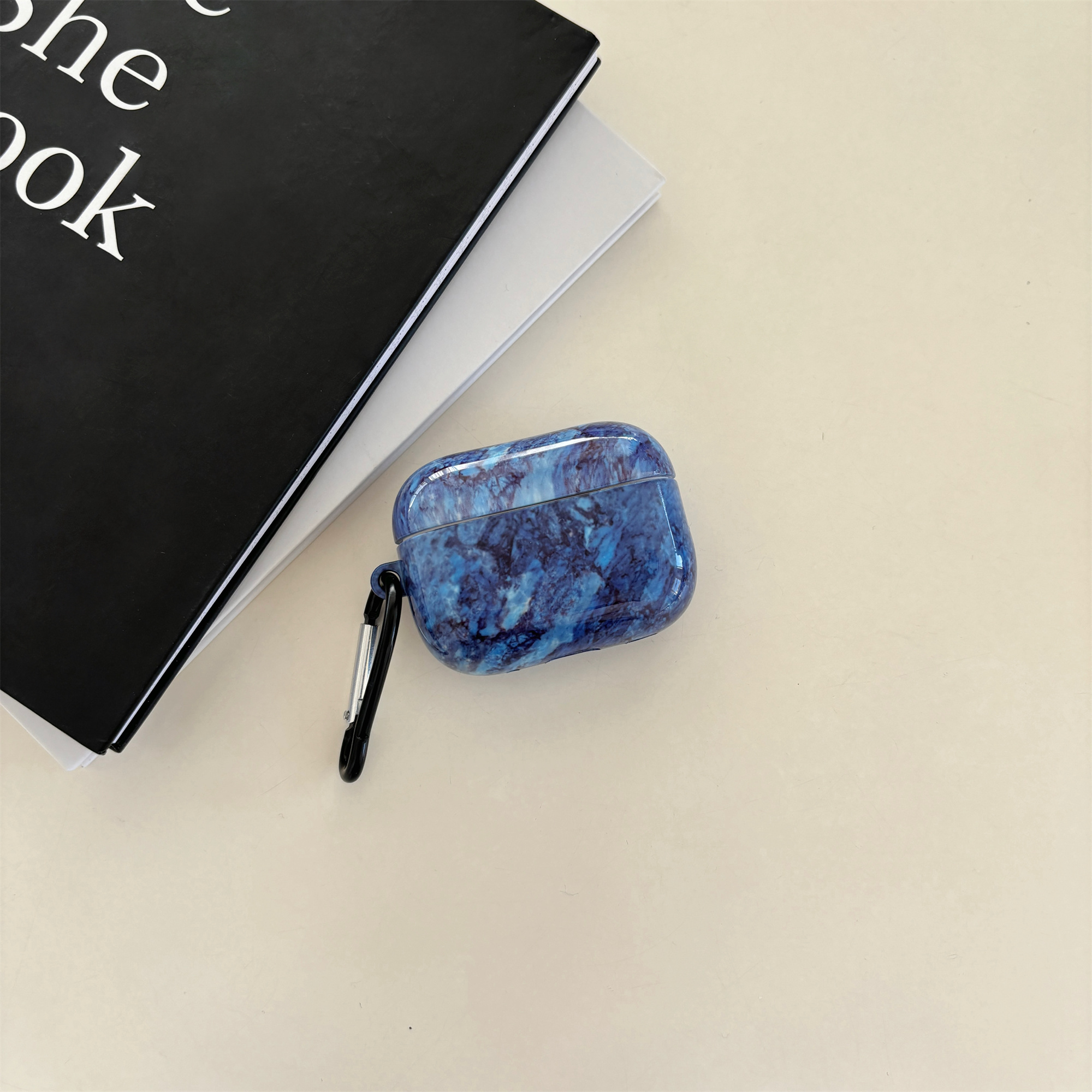 Blå marmor lämplig för airpods 4 3 2 1 pro 2 pro film mjukt fodral hörlursskydd skyddande fodral: 3xs