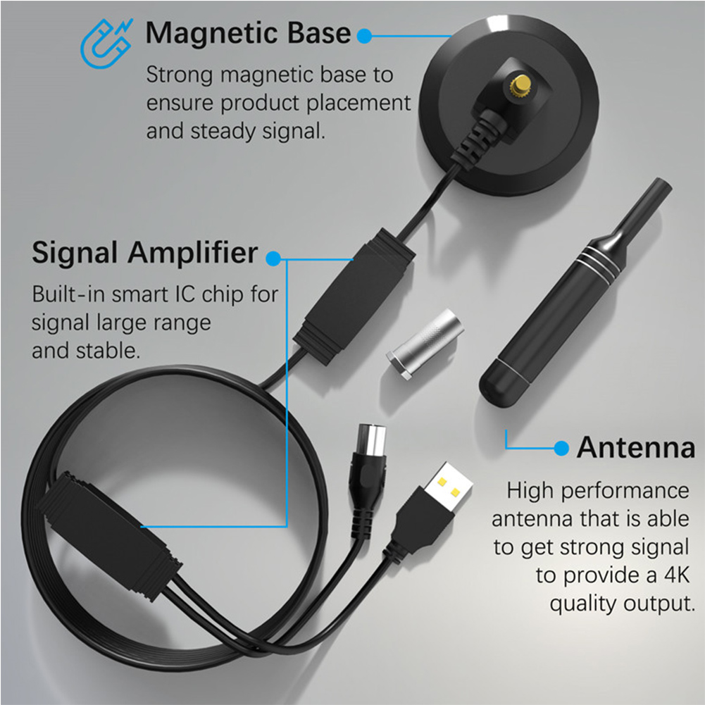 Amplified HDTV Antenna 37dB High Gain Multi-use HDTV Digital Box Indoor Antenna Home TV Aerial Support 4K 1080p All Television