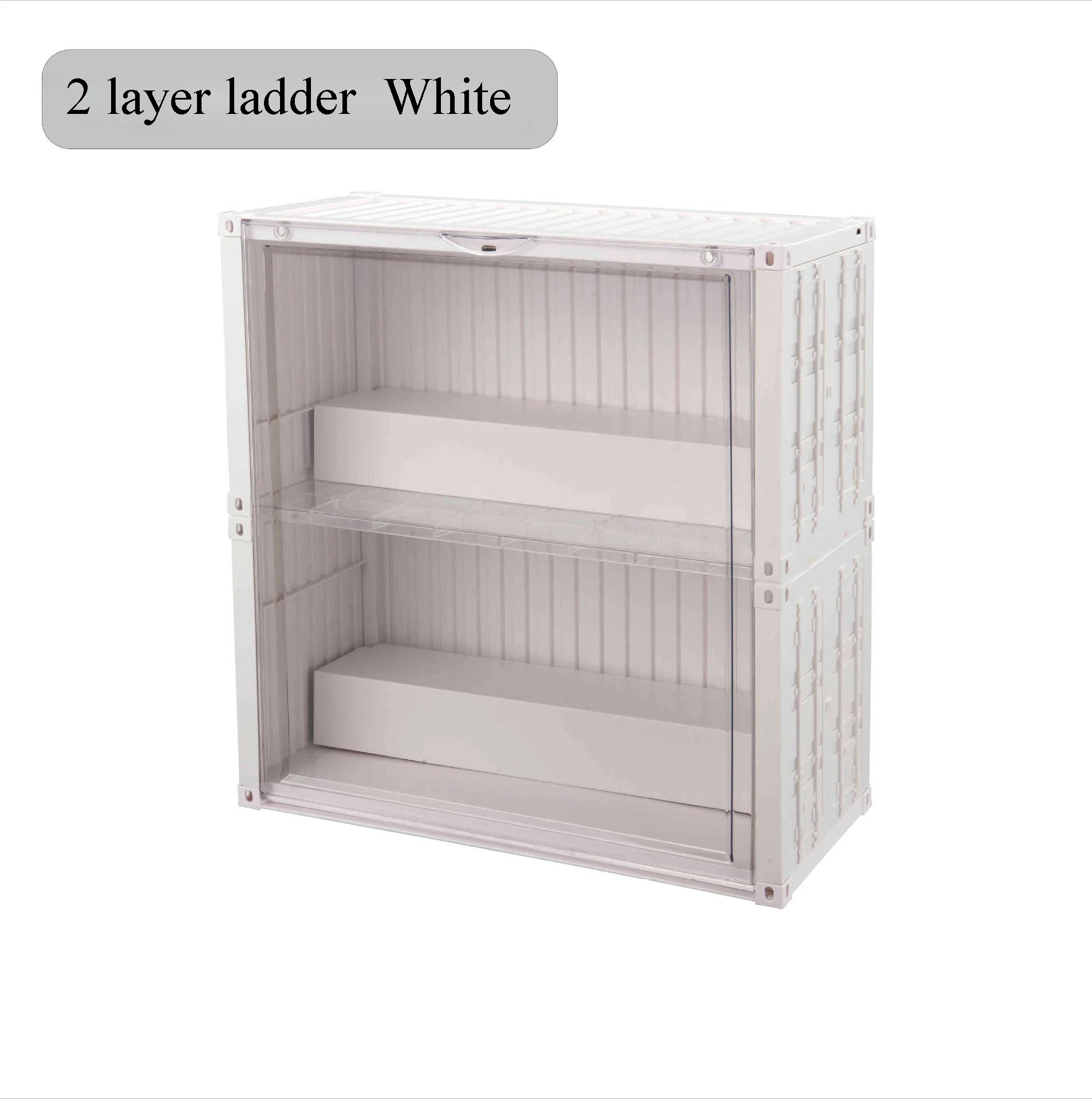 Conteneur jouets boîte de rangement lumières empilées Transparent Figure présentoir boîte aveugle Storag magnétique anti-poussière armoire avec LED: M / Marron