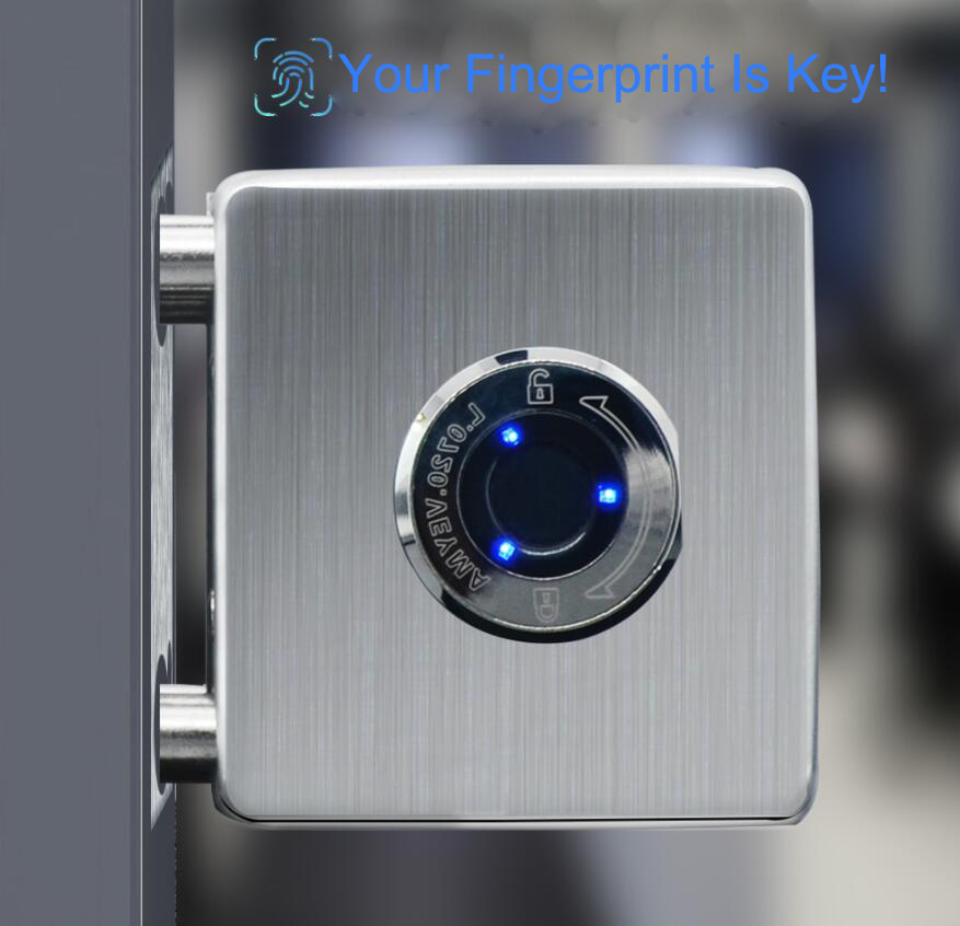 Smart Door Entry Lock Electronic Office Glass Door Biometric Fingerprint Lock Digital Lock Silver