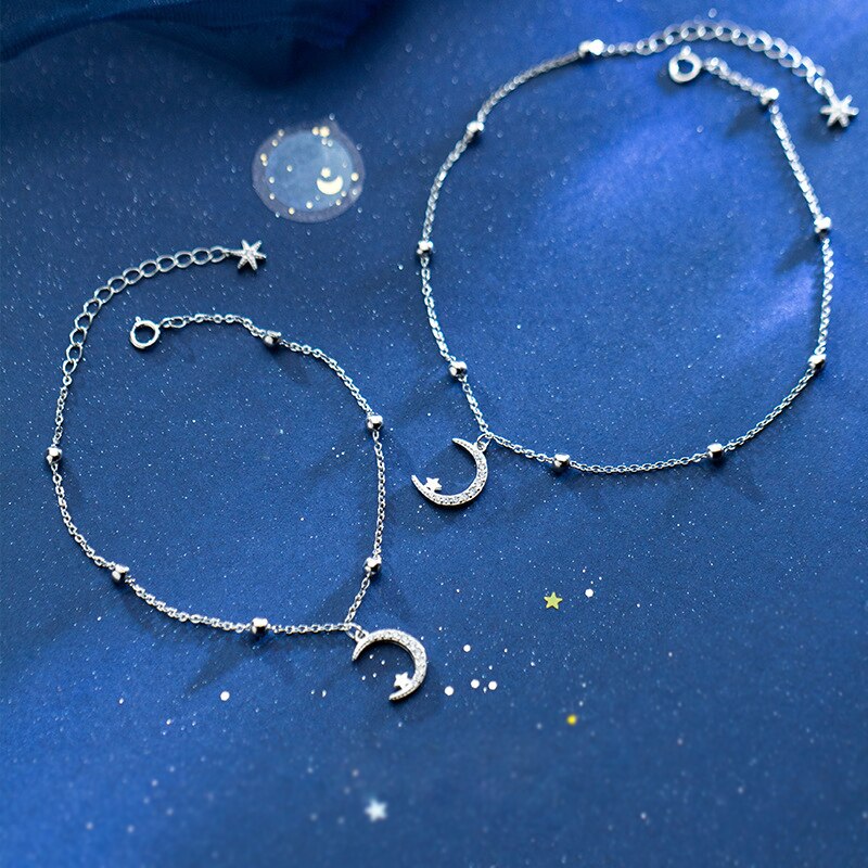Neue Sterne Mond Quaste 925 Sterling Silber Knöchel Kette Einfache Gypsophila Kette Armbänder Fußkettchen Für Frauen Schmuck Mädchen Beste