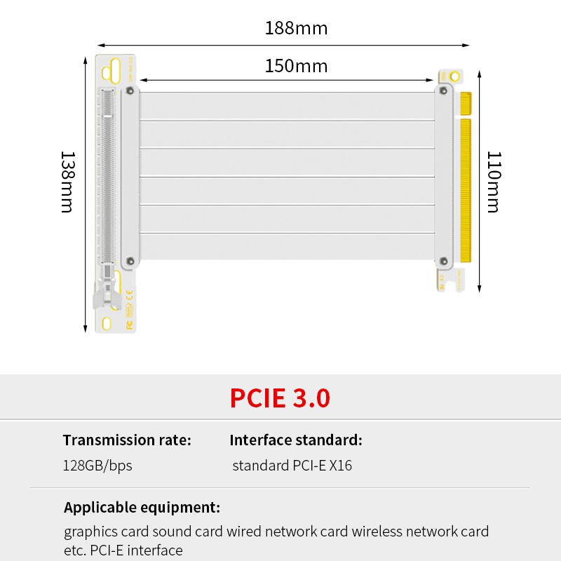 TEUCER PCI-E Gen 4.0 3.0 16X Riser Video Graphics Card Shielded Flexible 90° Mounting GPU Lossless Mount Extension Cable 15/20cm: Red