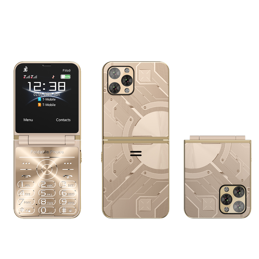 SERVO Flilo9 teléfono móvil plegable Dual SIM llamada en espera grabación velocidad Dial Radio FM antorcha 3G WCDMA botón plegable teléfonos móviles: green