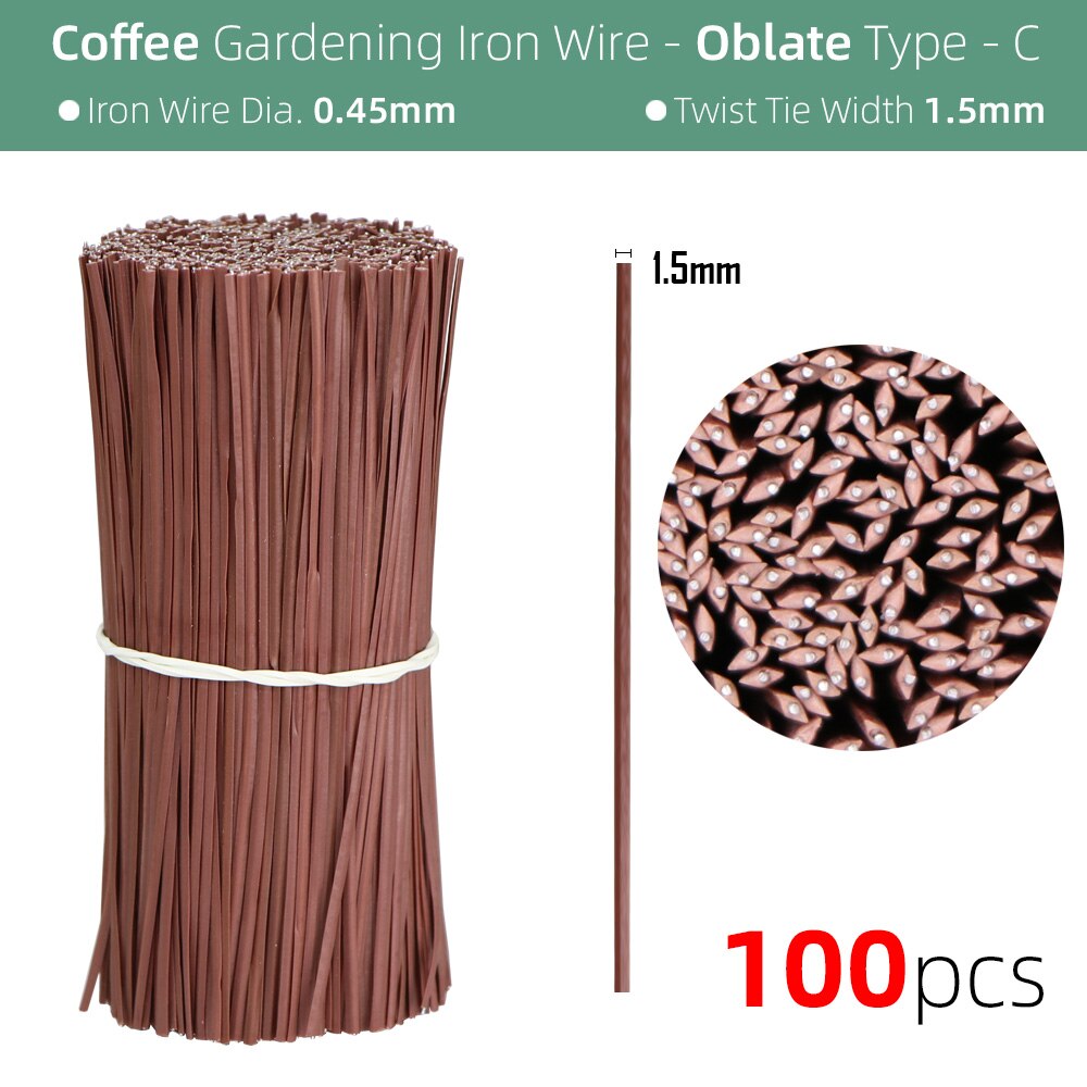 Câble torsadé de jardin en plastique, 10/12/15/20CM, cordon de Support de plante, de vigne grimpante, Ligature, fil d&#39;alimentation fixe multifonction: 12cm / Coffeex100pcs