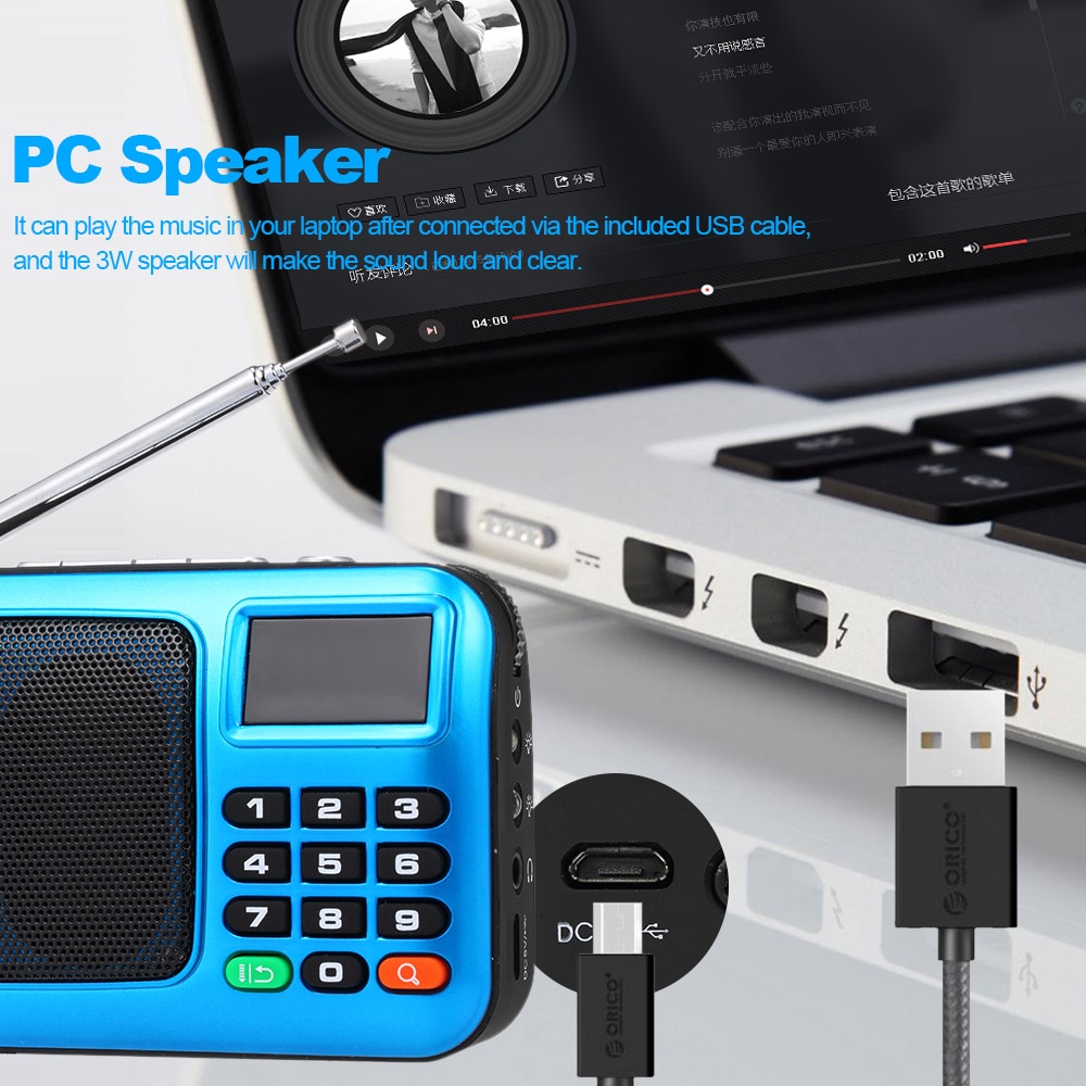 Rolton W405 Portable Mini FM Radio PC Speaker Music Player USB TF Card with LED Display HiFi Stereo Receiver Digital FM Radio