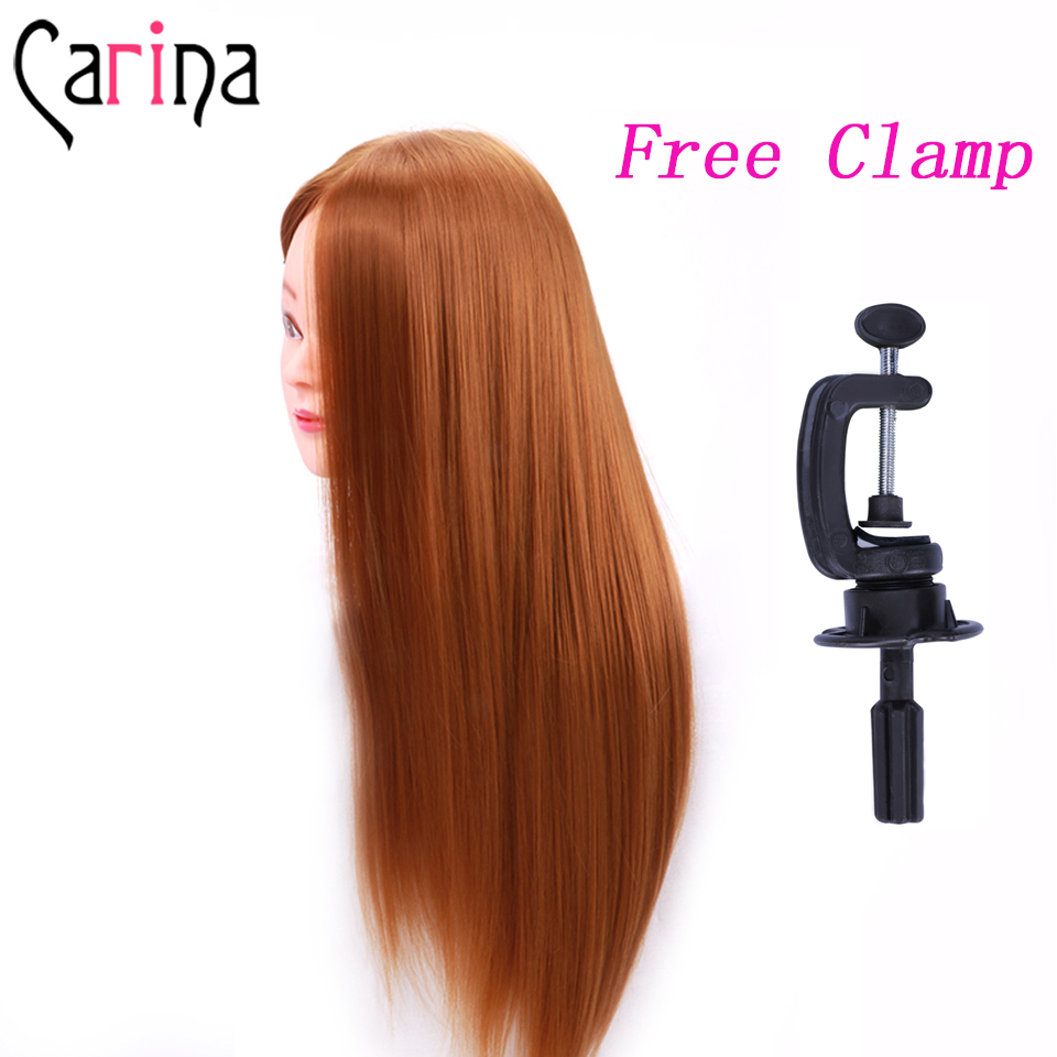 Cabeça de manequim de cabelo sintético 55cm, cabeça para cabeleireiros com cabeça de boneca e manequim para treinamento