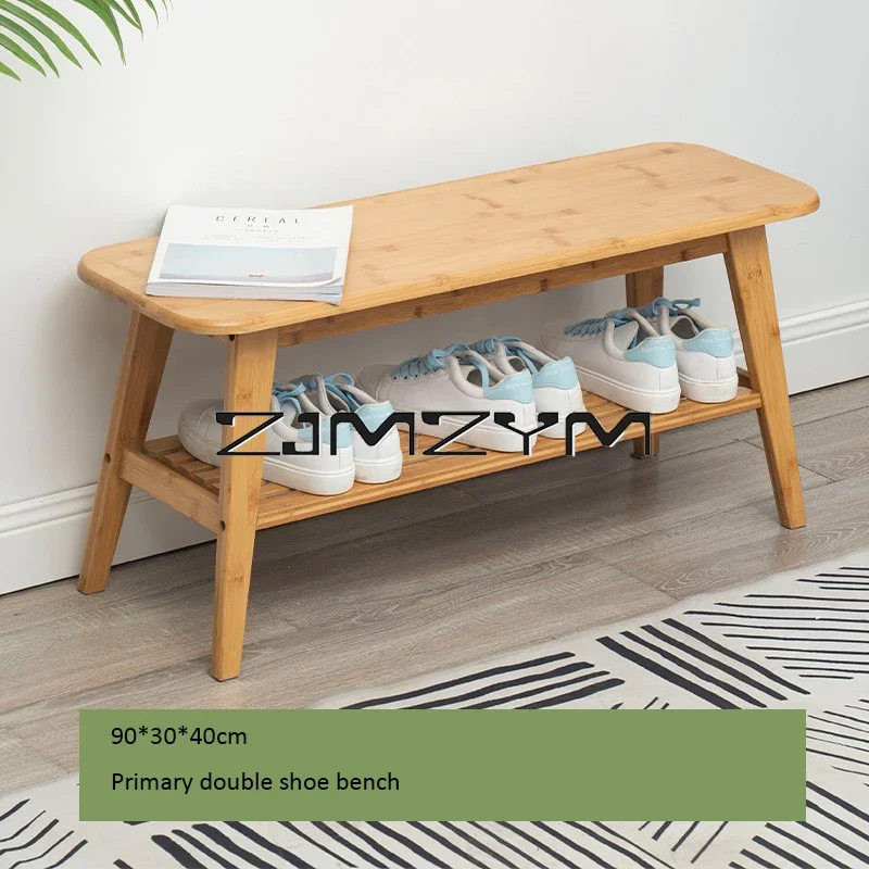 Tabouret de chaussure de porte de maison en bois, tabouret long nordique, chaussure de porte intégrée, meuble de salon T1: Black