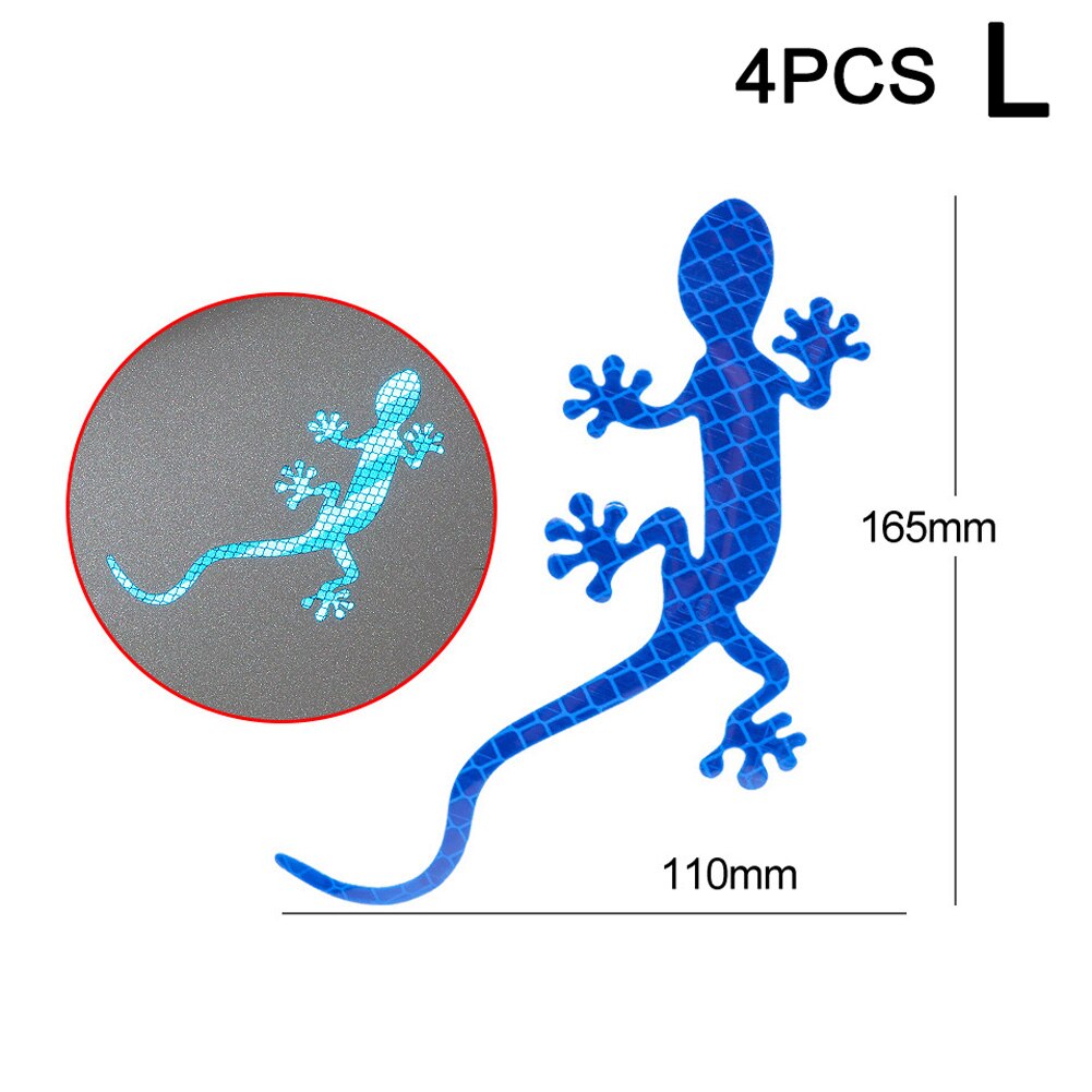 Auto Reflektierende Streifen Gecko Form Warnband Reflektor Aufkleber Decals Mark für Nacht Fahren B2Cshop: blue  L  4pcs