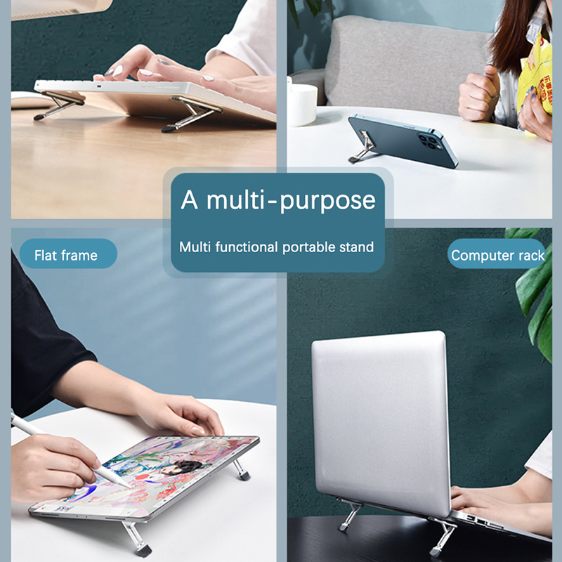 2 Stuks Riser Voeten Antislip Zink Legering Laptop Houder Voor Desktop Kickstand Opvouwbare Notebook Toetsenbord Stand
