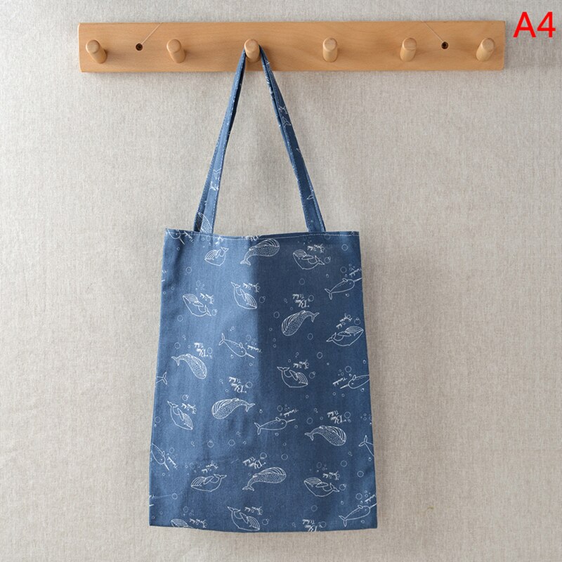 1PCS Eco High Capacity Grocery Bags Animal Print Shopping Tote Beach Handbag Cotton Linen Women Casual Reusable Shopping Bag: C4