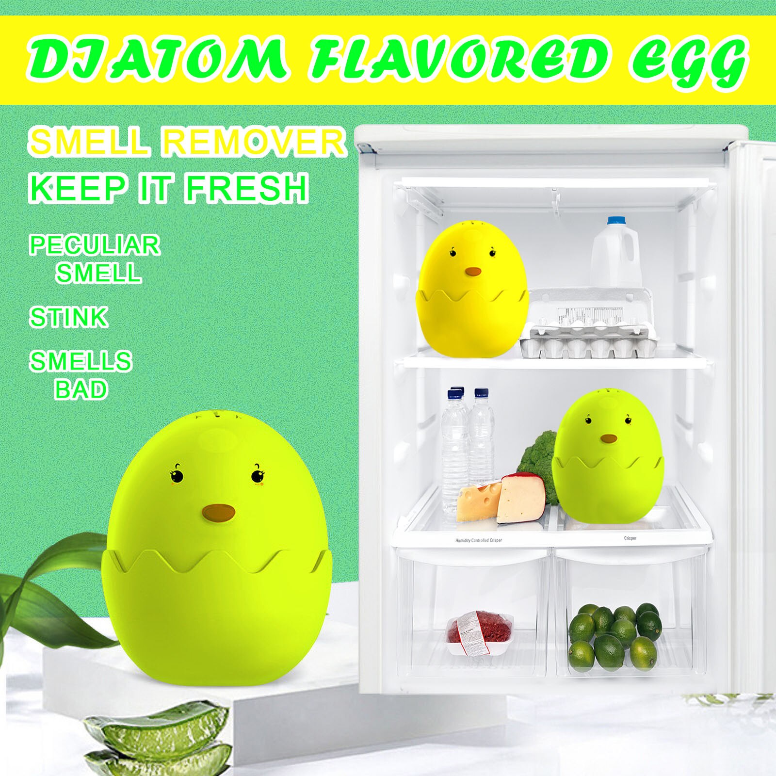 Cute Green Egg Shape Fridge Refrigerator Air Fresh box Purifier Charcoal Deodorizer Absorber Freshener Eliminate Odors Smell