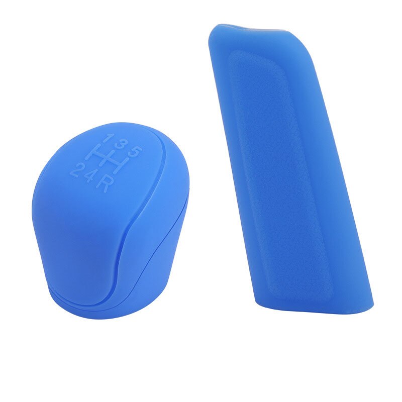 Pomo de palanca de cambios de silicona para coche, cubierta de perilla de freno de mano, funda protectora de piel, estilo de coche: 2pcs(Blue)
