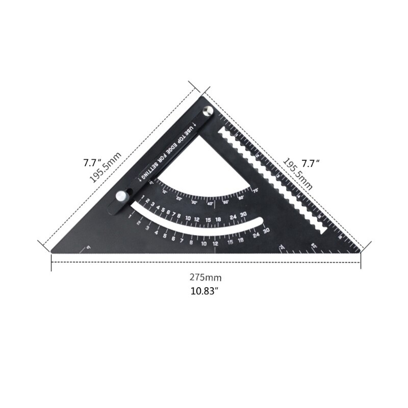 45+90 Degree WoodWorking Ruler Triangle Rule Thickening Angle Rule Measure Tool Q1JB