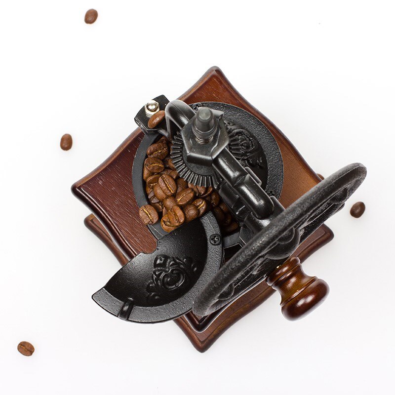 Manuaalinen käsikäyttöinen kahvimylly puu metalli retro klassinen minipore mylly pyörä kone karkeus kahvipapu maustekone työkalut