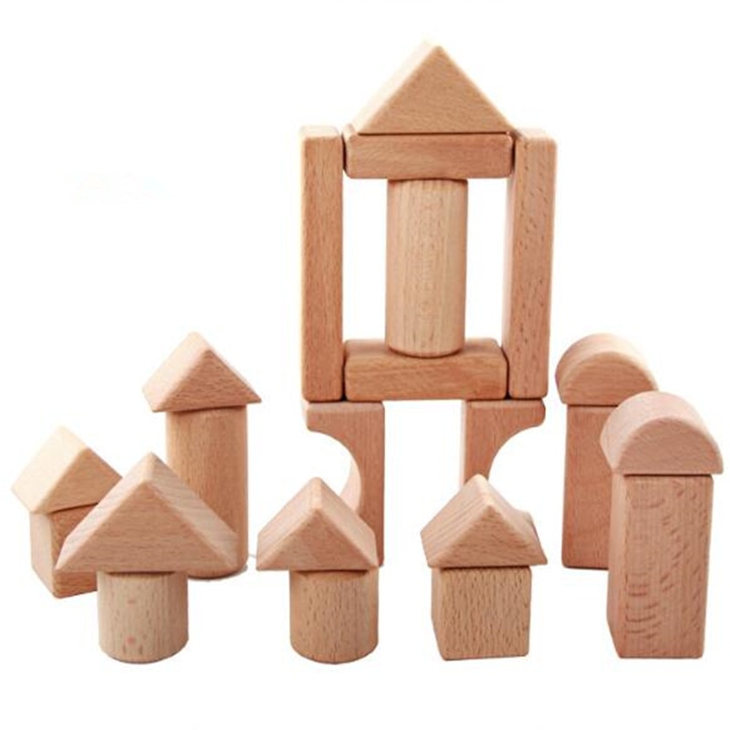 Wooden Blocks Bbay Montessori Educational Toy Cube Game For Kids Geometric Assembling Building Blocks Pine Wood