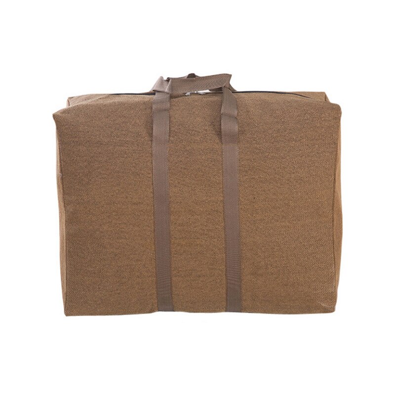 Foldable Canvas Storage Bag Clothes Blanket Quilt Wardrobe Closet Dust Proof Under Bed Pouch Wardrobe Closet Organizer Accessory: Brown / 85x25x50