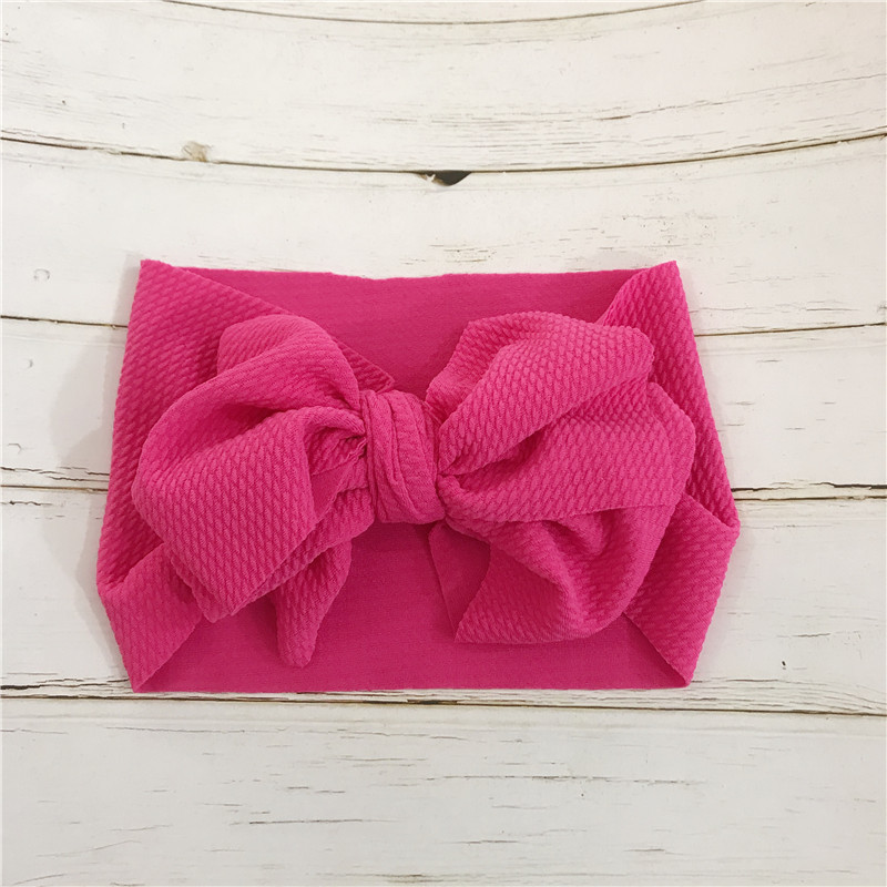 Baby Accessories Infant Baby Girl Cute Soft Bow Headband Newborn Solid Headwear Headdress Nylon Elastic Hair Band Props: rose red