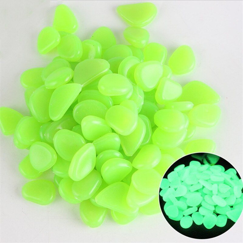 10 Pcs Amazing Garden Decor Luminous Stones Glow In the Dark Pebbles Light Emitting Aquarium Fish Tank Decoration Pebble Rocks: Fluorescent Green