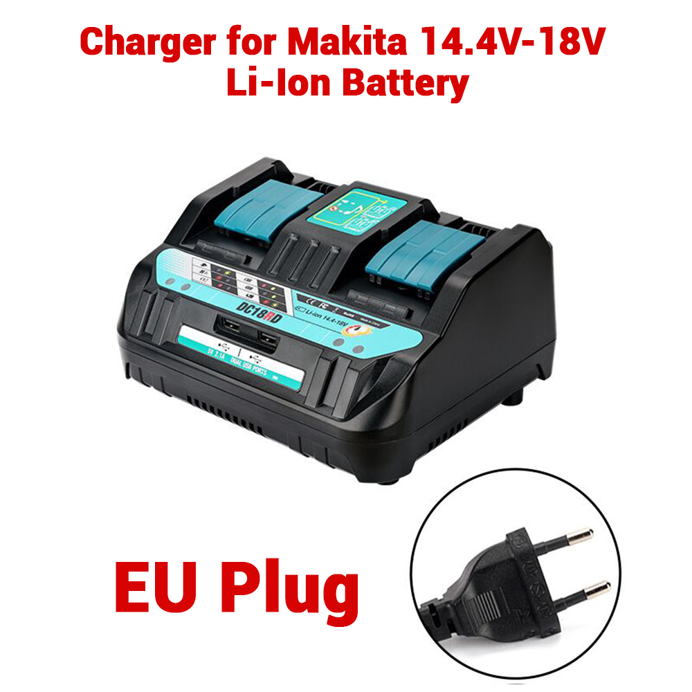 18V DC18RD Dual Poorten Batterij Oplader voor Makita 14.4V-18V Lithium-Ion Batterij BL1415 BL1430 BL1830 BL1840 BL1850 BL1850B