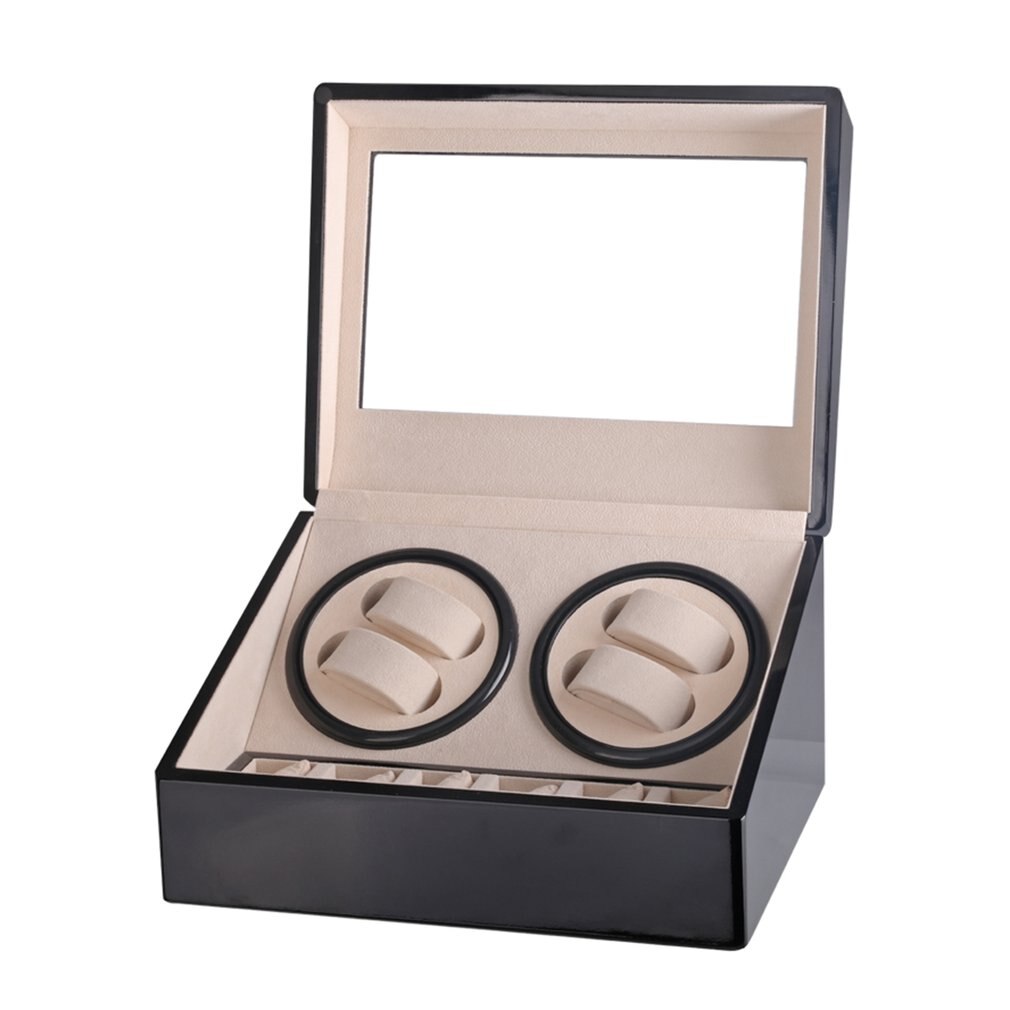 Auto Houten Horloge Winder Horloge Opbergdoos Winder Case Transparant Cover Horloge Box Enkele/Dubbele Hoofd Motor Ons/eu/Au Plug: WT2614403 AU PLUG