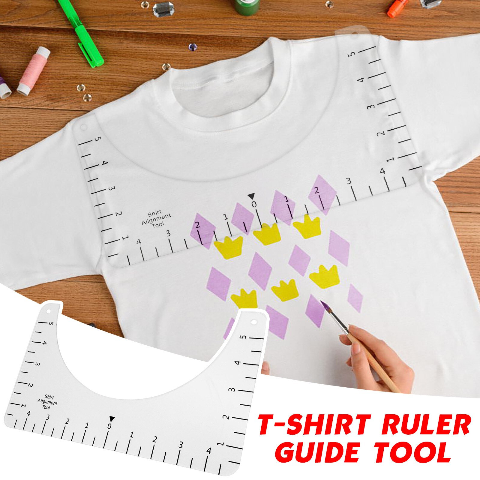 35# Transparent Acrylic T-Shirt Guide Ruler Vinyl Ruler Alignment Fabric Centering Tool Fabric DIY Crafts Sewing Accessories