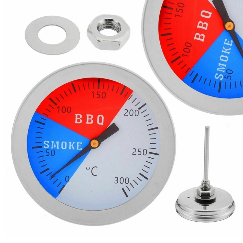 Steel Barbecue 300 Degrees Thermometer Bbq Smoke Grill Oven Temperature Gauge Outdoor Camp Tool