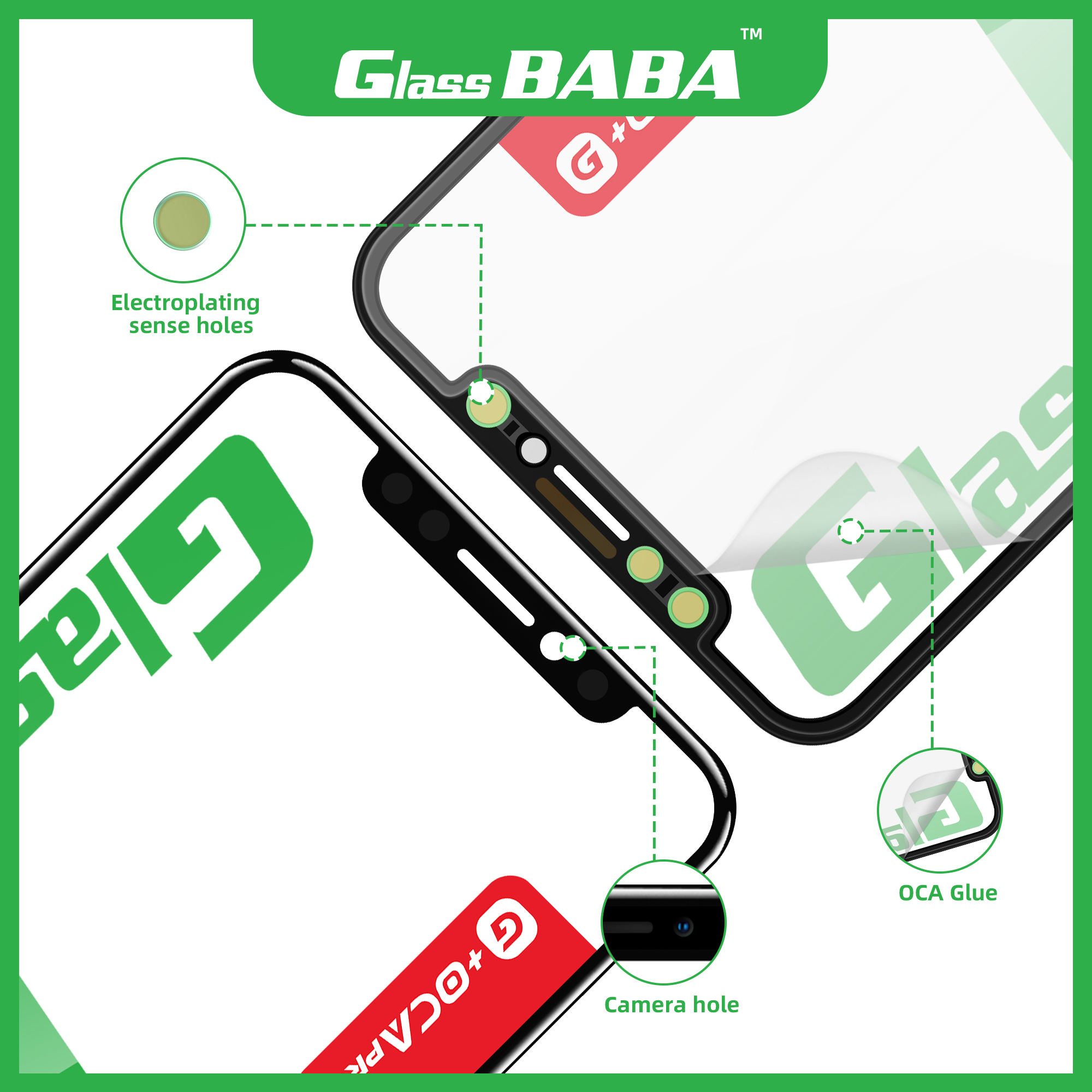 5pcs GLASS BABA G+OCAPRO Glass+ OCA 2in1 for 12 13 11 14 15 plus pro max mini X XS XR MAX LCD touch lens