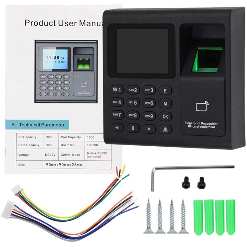 Intelligent Biometric Fingerprint Time Attendance Machine Check-in Device Access Control Keypad with RFID Key Fobs: Default Title