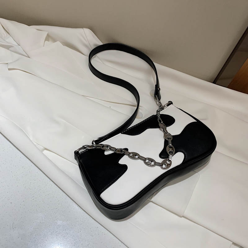 Contraste couleur carré chaîne sac fourre-tout en cuir PU femmes sac à main voyage épaule sac de messager sac à aisselles: Black