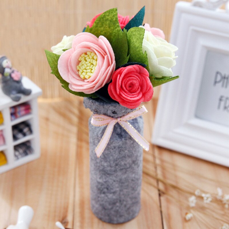 9 Styles Simulation Bouquets Felt DIY Package Free Cut Felt Cloth Handmade Wedding Flower Bridal Bouquets Decoration Home Decor: flower 8