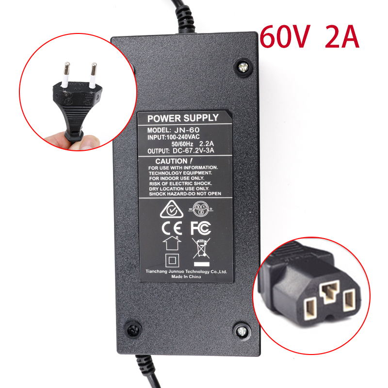 Cargador de batería de litio Universal para bicicleta eléctrica, accesorios para patinete eléctrico 24V2A 36V2A 48V2A 60V2A: Gris oscuro