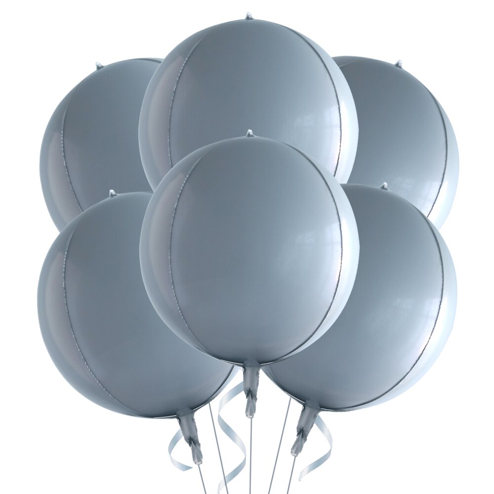 6pcs 22 Inchs Rose Gold Big 4D Balloons 360 Degree Round Metallic Rose Gold Balloons Birthday Baby Shower Wedding Decorations: iridescent