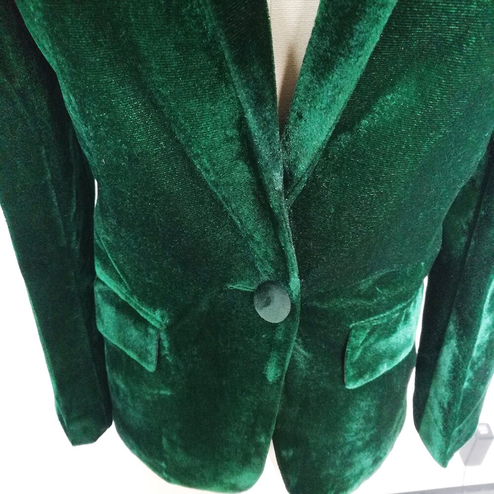 Sebowel verde escuro veludo feminino blazer jaqueta terno elegante casaco feminino fino casual senhora do escritório negócios blazers feminino S-XXL