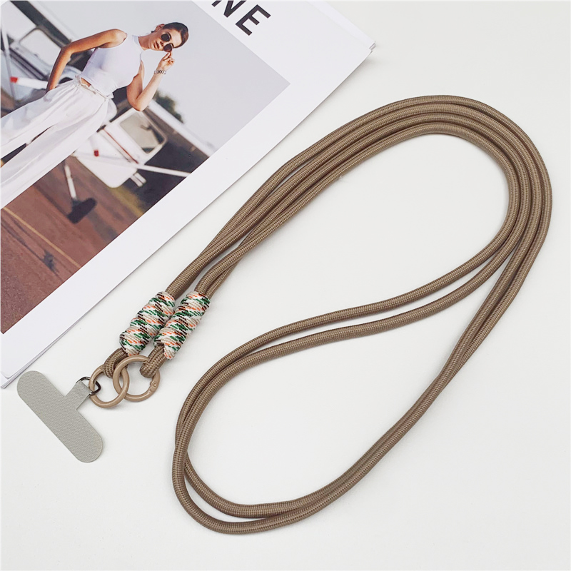 120cm Double Rope Mobile Phone Lanyard Crossbody Phone Straps Neck Clip Cord Rope Twisted Backable Outdoor Anti-loss Phone Chain: WHITE