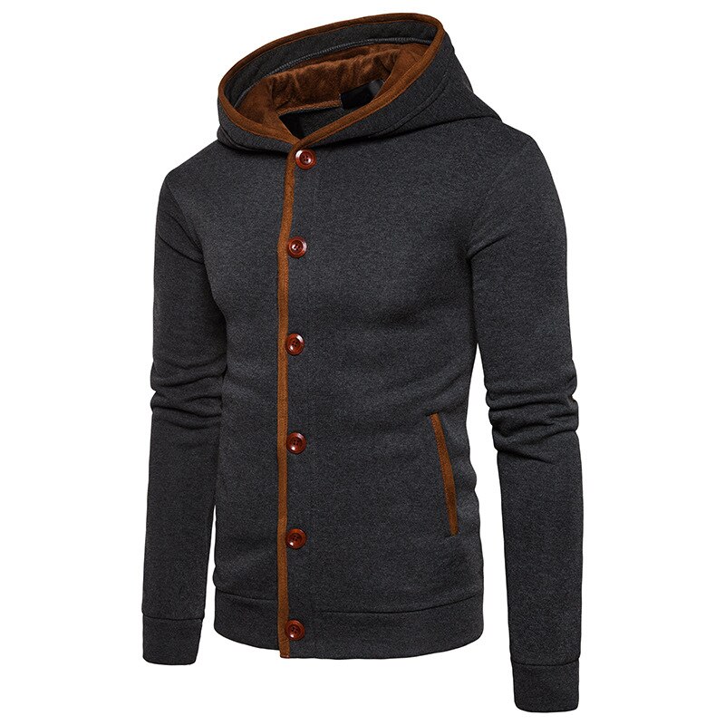 Quente 2021 inverno ao ar livre antumn com capuz jaqueta botão dos homens cor correspondência cardigan engrossar velo jogging masculino hoodies camisola