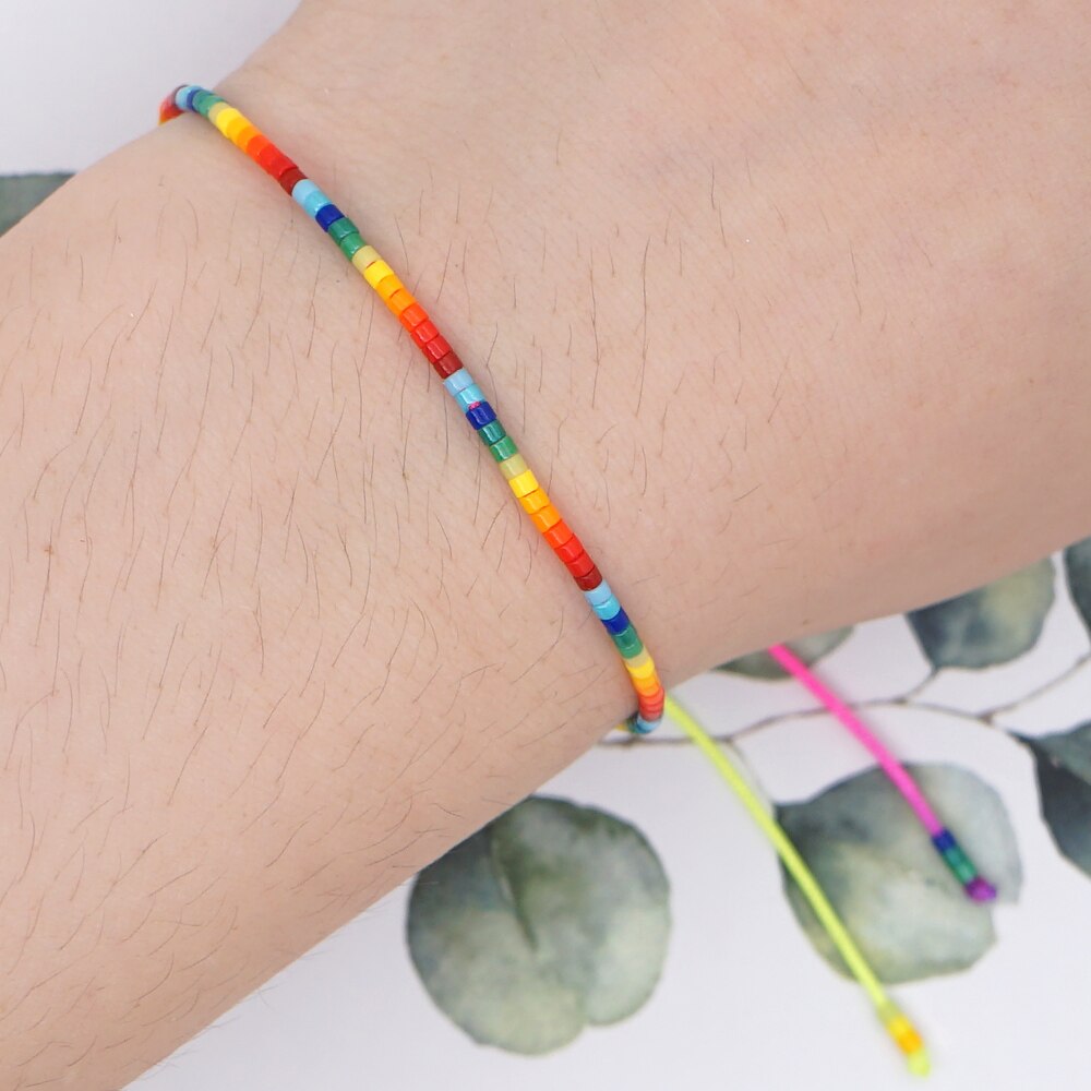 gehen2Boho Regenbogen Miyuki Samen Perlen Armbinde Für Frauen Sommer Einfache Schmuck Mehrfarbig Pulseras Freundschaft Handgemachte Armbänder