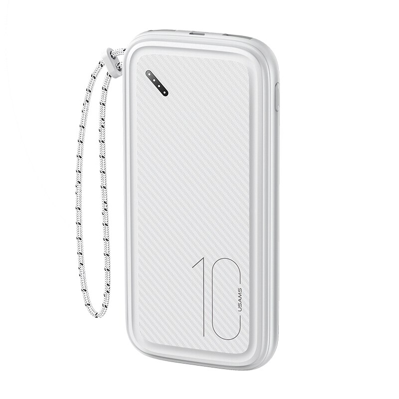 Usams usb tipo c power bank 10000mah carregador de telefone celular duplo usb móvel bateria externa powerbank novo para iphone xiaomi huawei: White