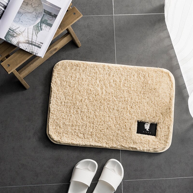 Home Bath Mat Non-Slip Bathroom Carpet Rectangle Washable Mats Microfiber Home Carpets kitchen Toilet Floor Decor: Beige / 60x90CM