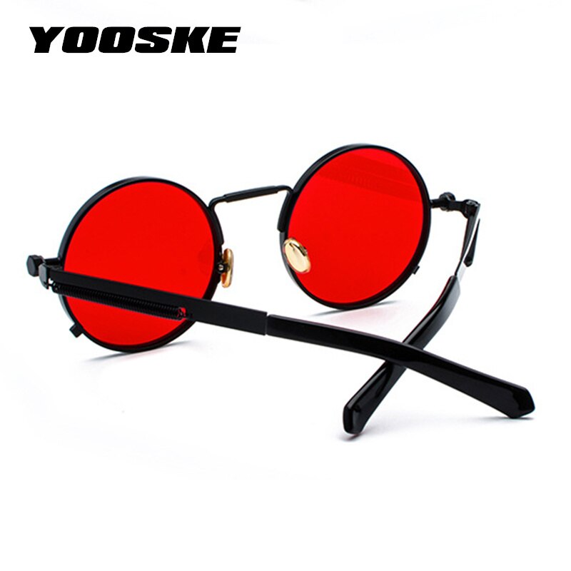 YOOSKE Retro Steampunk Sunglasses Men Round Metal Steam Punk Gothic Sunglasses Women UV400 Shields Vintage Eyewear