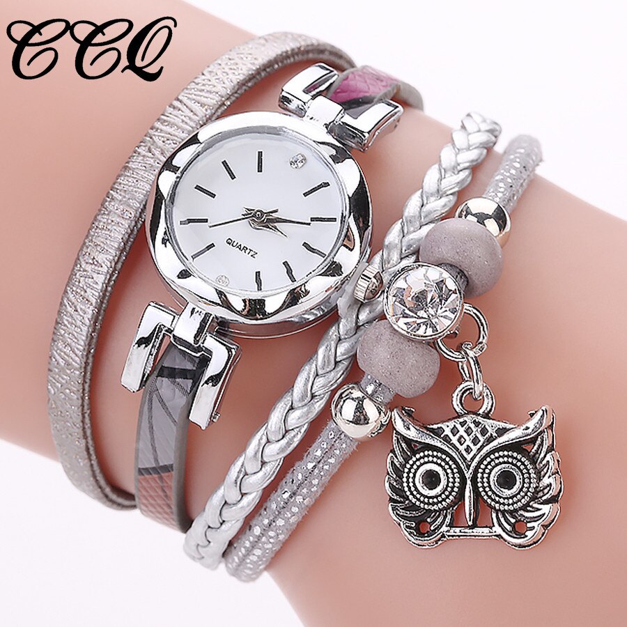 luxe femmes filles Bracelet analogique Quartz montre hibou pendentif dames Bracelet montre strass montre-Bracelet Relogio Feminino
