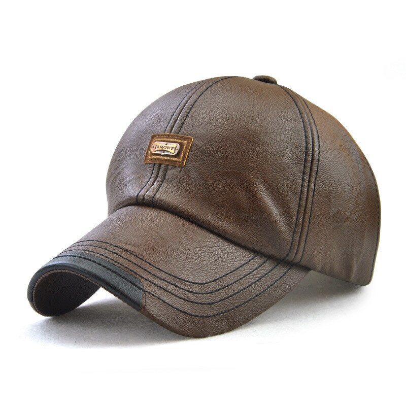 Volwassen Mode Lederen Hoed Mannen Lederen Baseball Cap Verstelbare Baseball Hoed Mode Leer Leisure Hoeden B-9377: Bruin