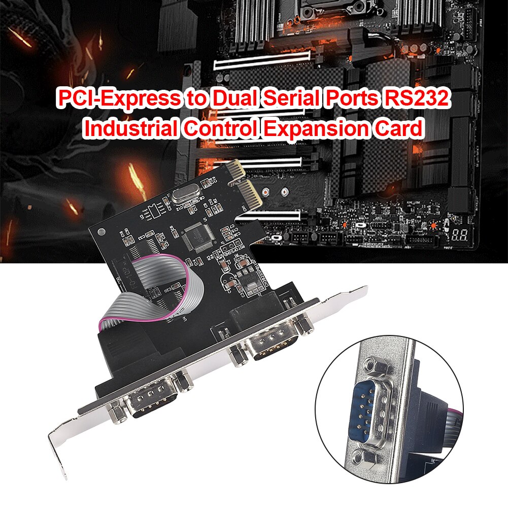 PCI-E Serial Card PCI-Express to Dual Serial Ports COM RS232 Interface Desktop Industrial Control Computer Expansion Card