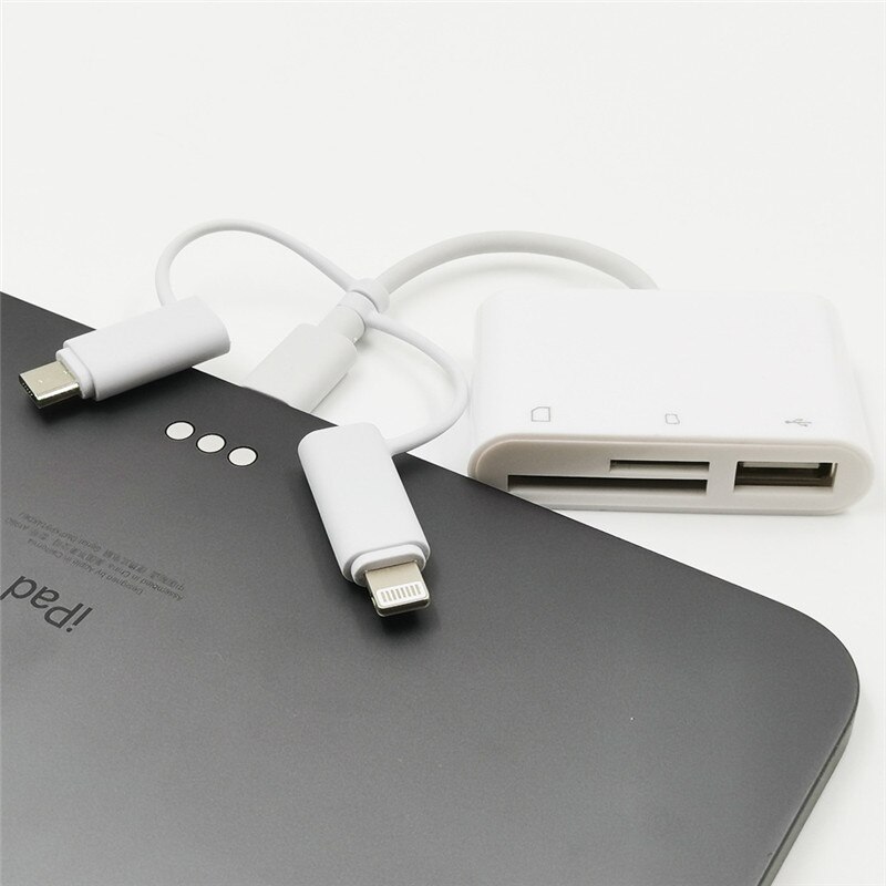 ! 3 in 1 c lightning micro usb kaartlezer voor sd tf kaart otg kaartlezer met usb interface voor iphone android