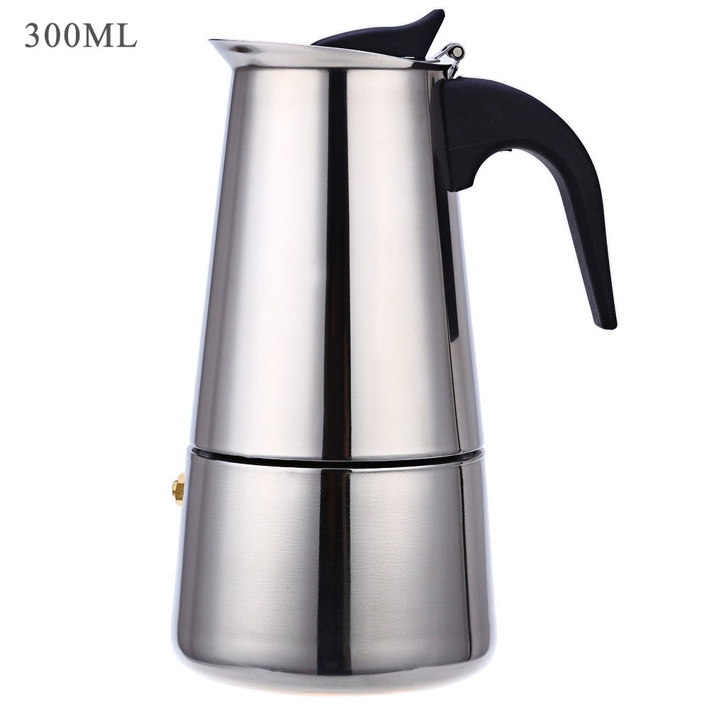 Italiensk kaffemaskin moka gryte rustfritt stål geysir kaffetrakter espresso latte komfyrtopp kanne barista tilbehør kaffeutstyr: 300ml 6 kopp