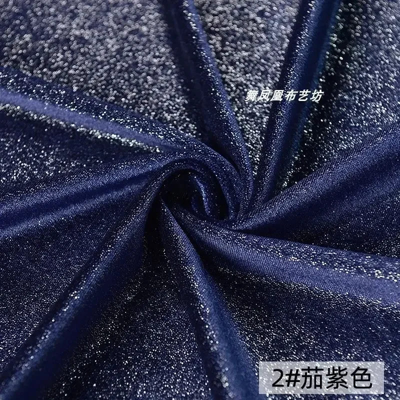 4 Sides Stretch Shiny Velour Fabric By The Meter for Dress Clothes Decoration Sewing Sequins Velvet Cloth Soft Smooth Blue Black: Sakura Pink