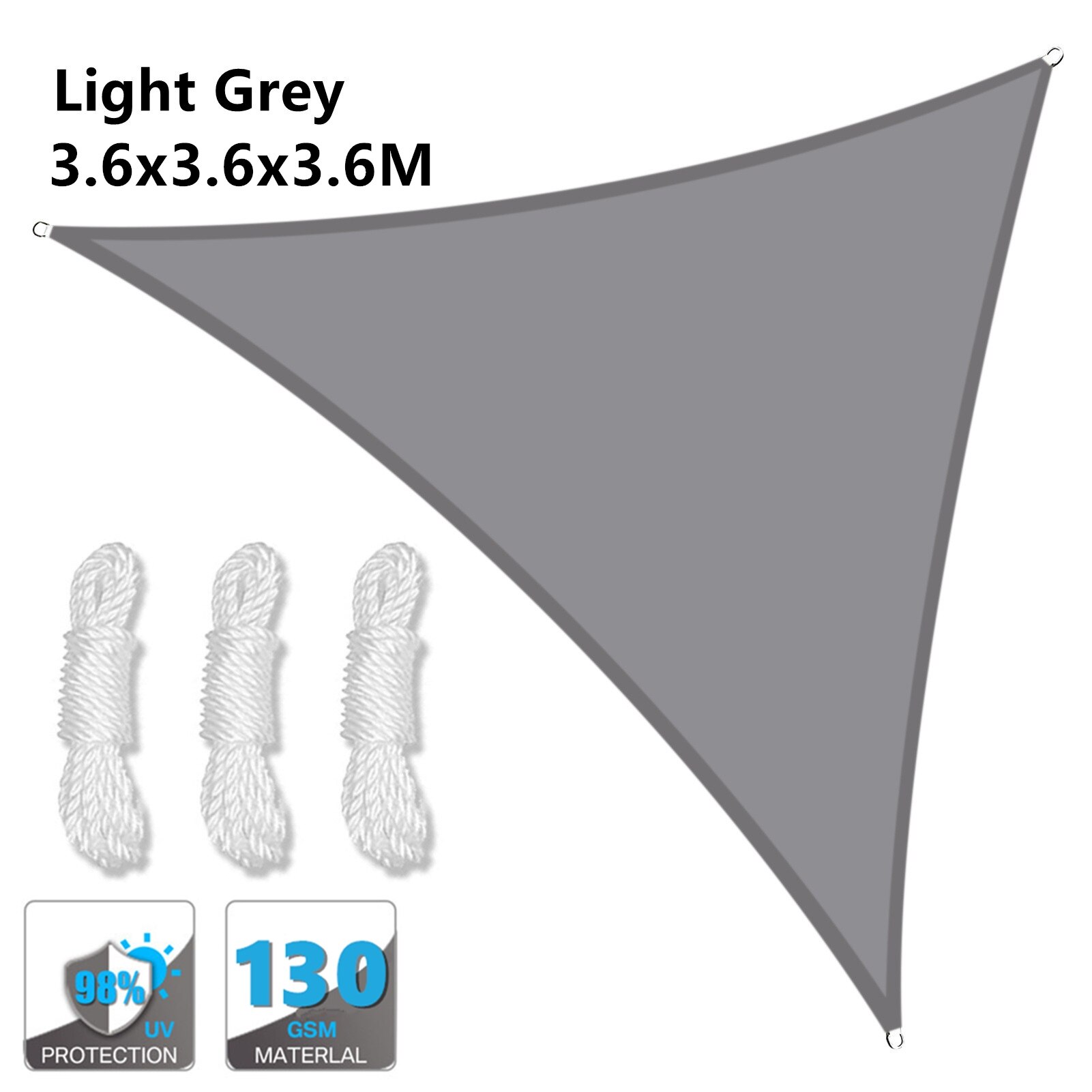 280GSM Grey Awnings Shade Sail Cloth Waterproof Oxford Garden Square/Triangle Sunshade 98%UV protection outdoor Canopy: Tiangle Gray 3.6x3.6