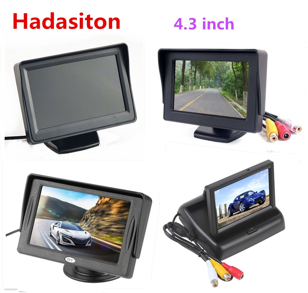 Auto Monitor 4.3 inch TFT LCD-KLEURENSCHERM Achteruit parkeerhulp met 2 av-ingang