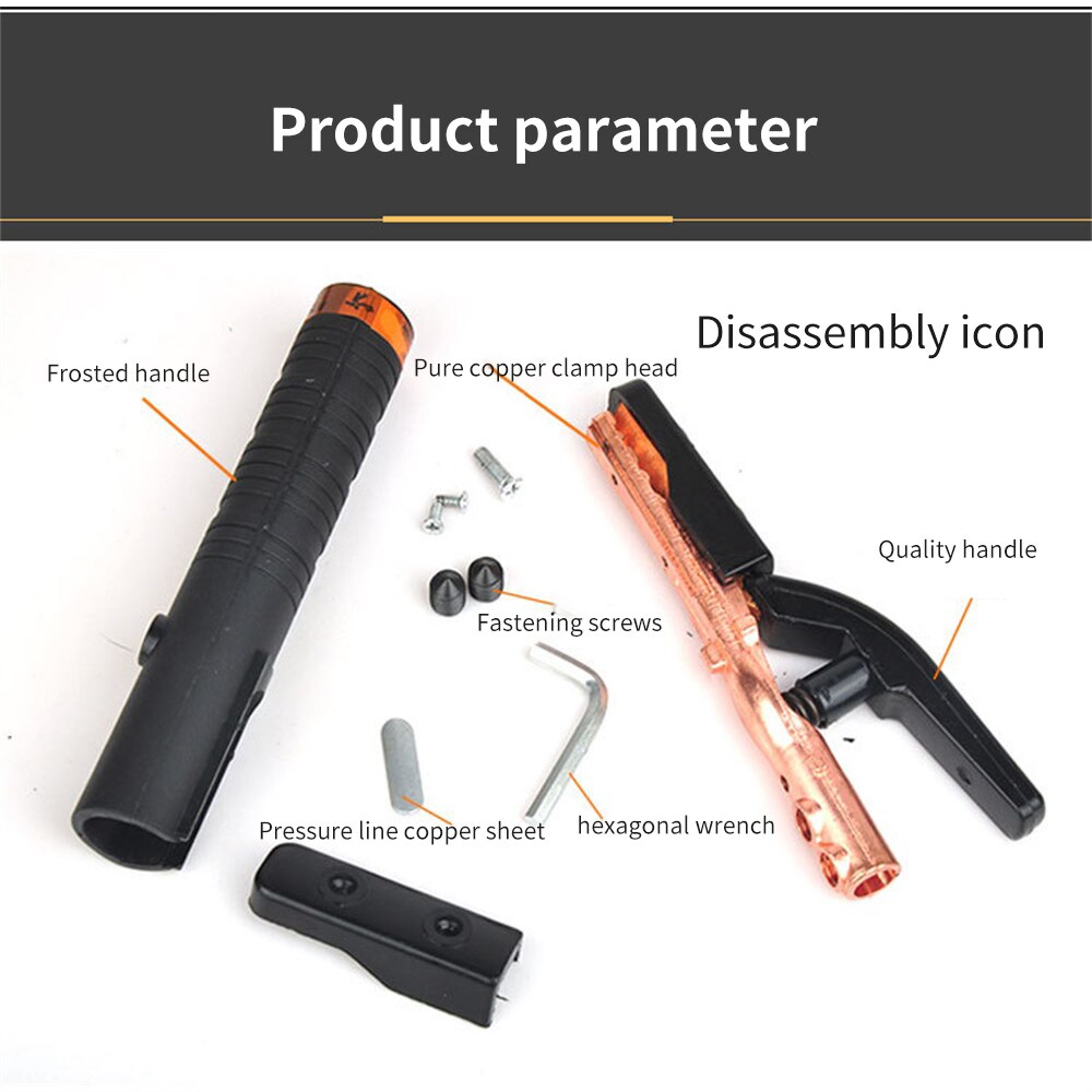 US 800A Welding Tongs Electrode Holder Copper Brass Clamp Rod Handle Accessories Non-slip Handle Clamp Tool Industry
